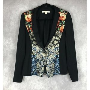 Boston Proper Floral Black Blazer Jacket